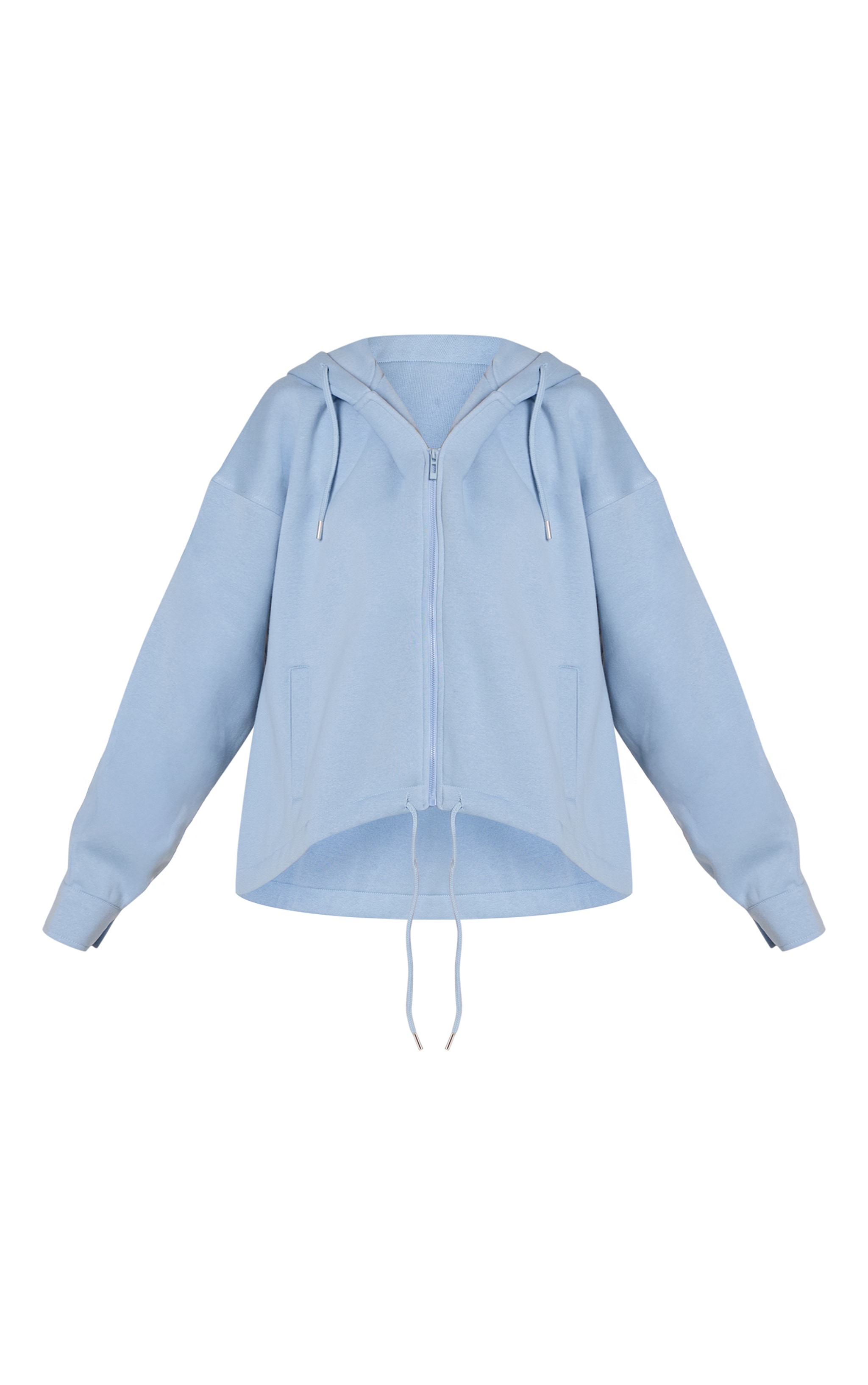 Light Blue Oversized Zip Up Toggle Waist Hoodie image 5