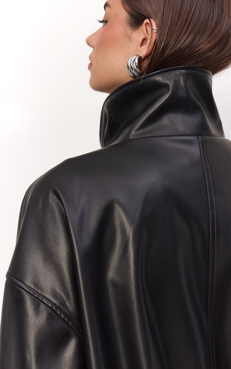 Veste motard en PU noir froncée à ceinture basse image 4