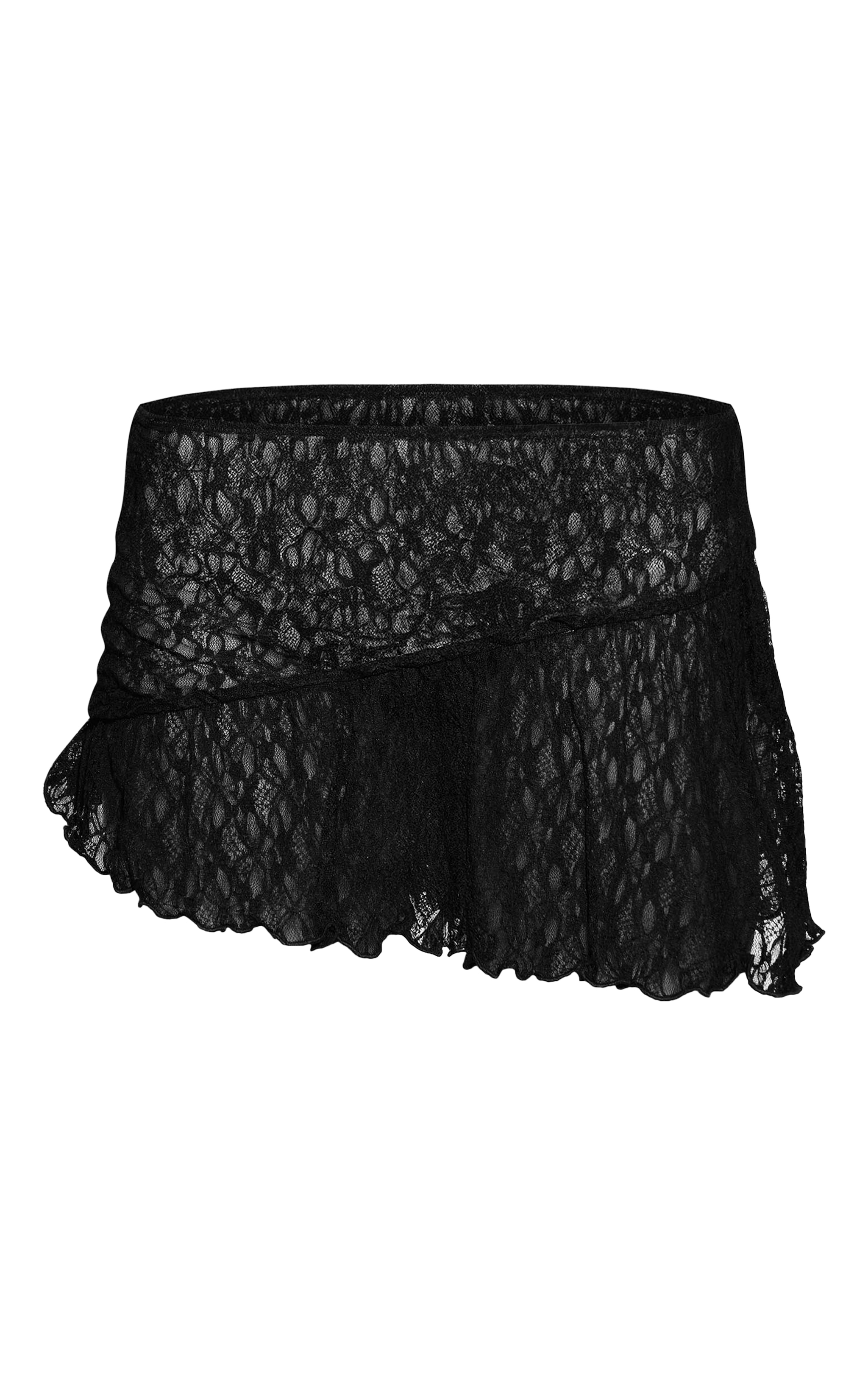 Mini-jupe en dentelle noire volants image 6