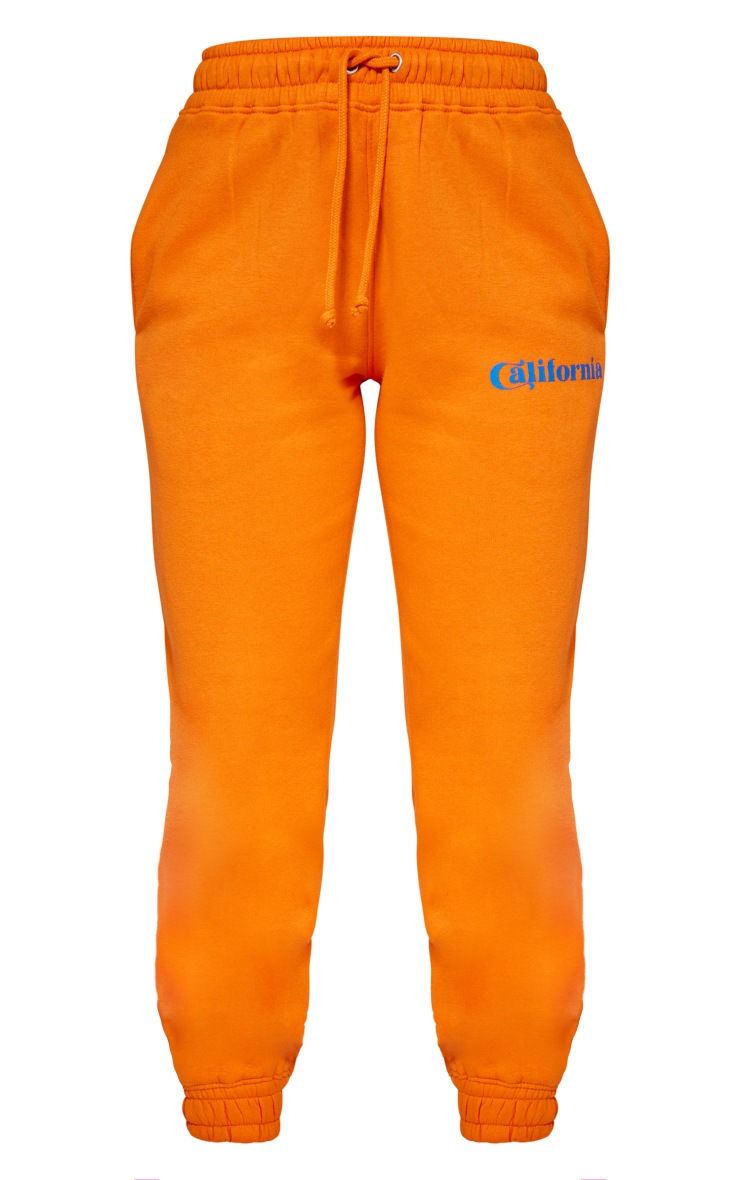 Orange California Slogan Joggers Athleisure PLT QA