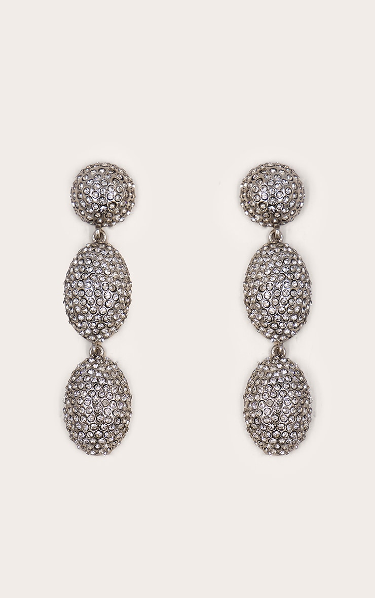 Boucles d'oreilles drapées argentées à strass effet bulles image 2
