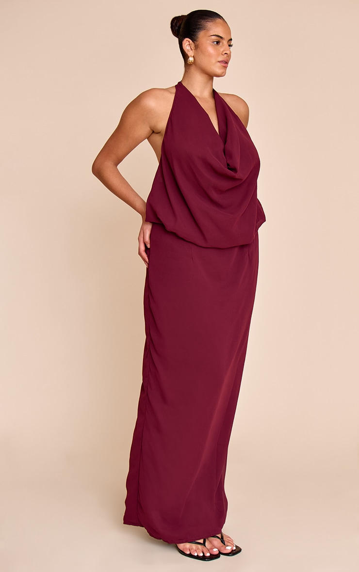 Plus Plum Chiffon Cowl Neck Maxi Dress image 3