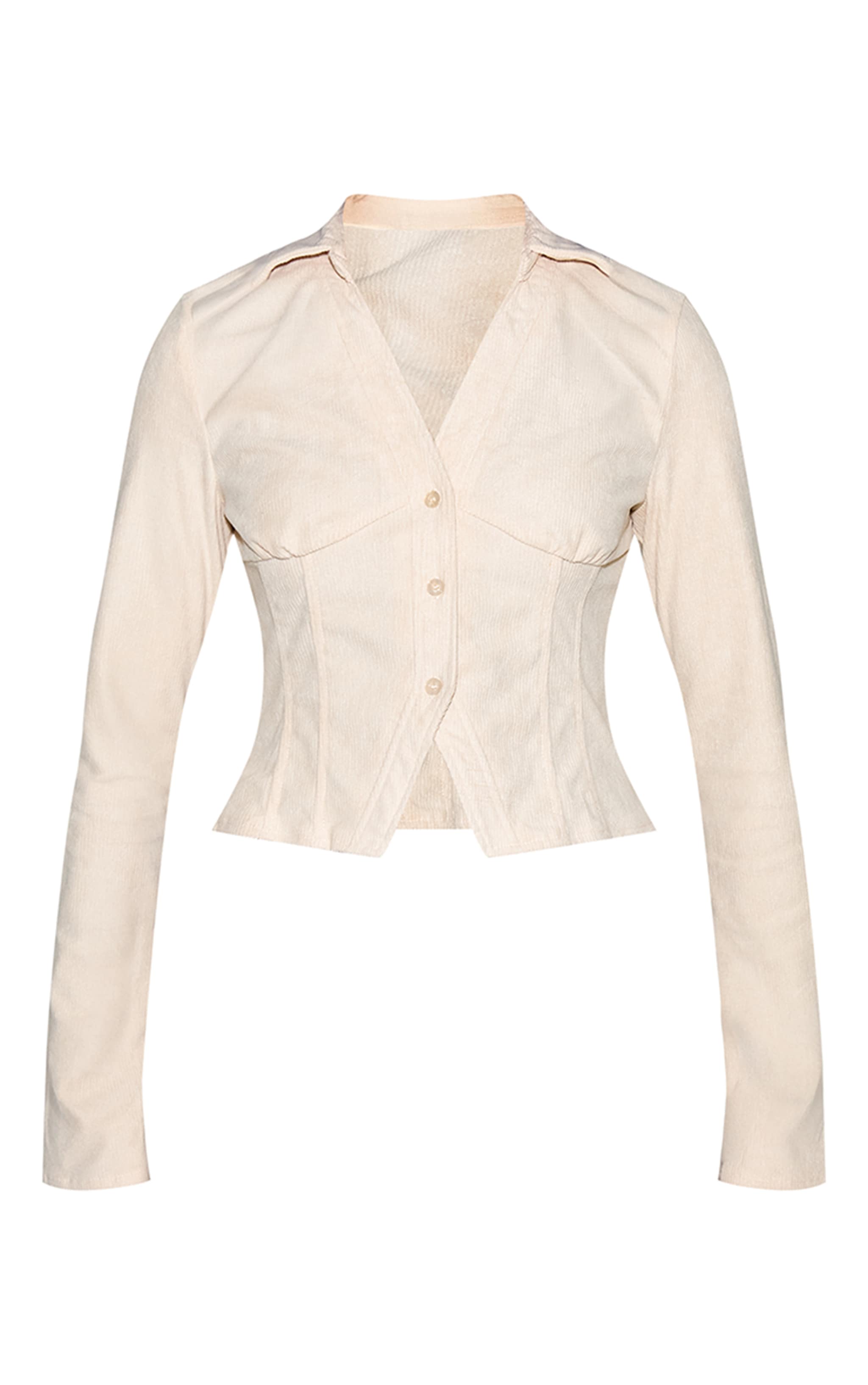 Cream Corduroy Fitted Shirt image 5