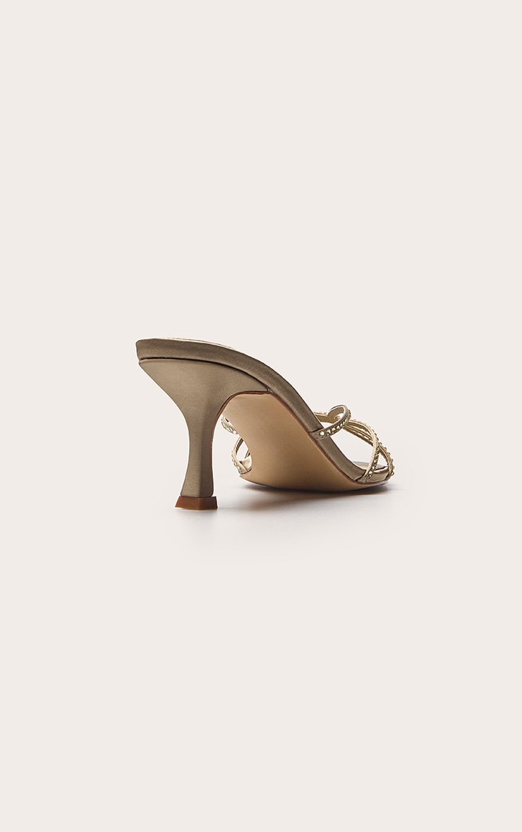 Taupe Hot Fix Strappy Heeled Mule image 3