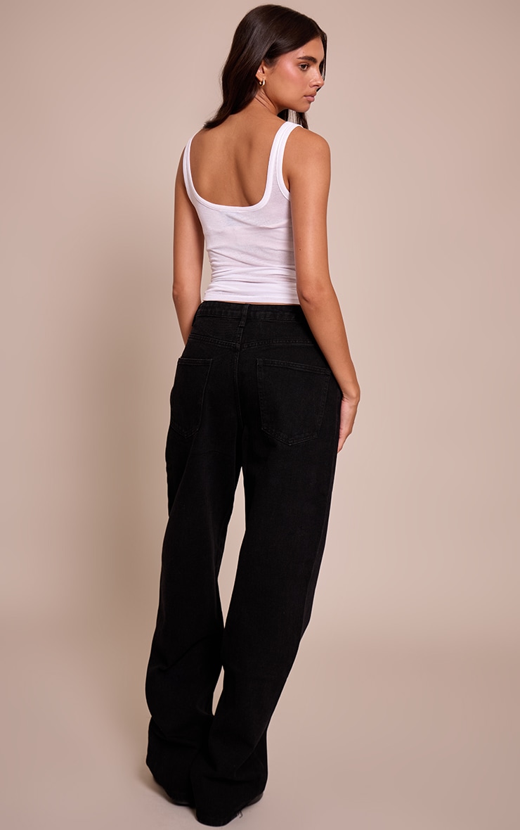 PRETTYLITTLETHING Washed Black High Waist Boyfriend Jean image 3