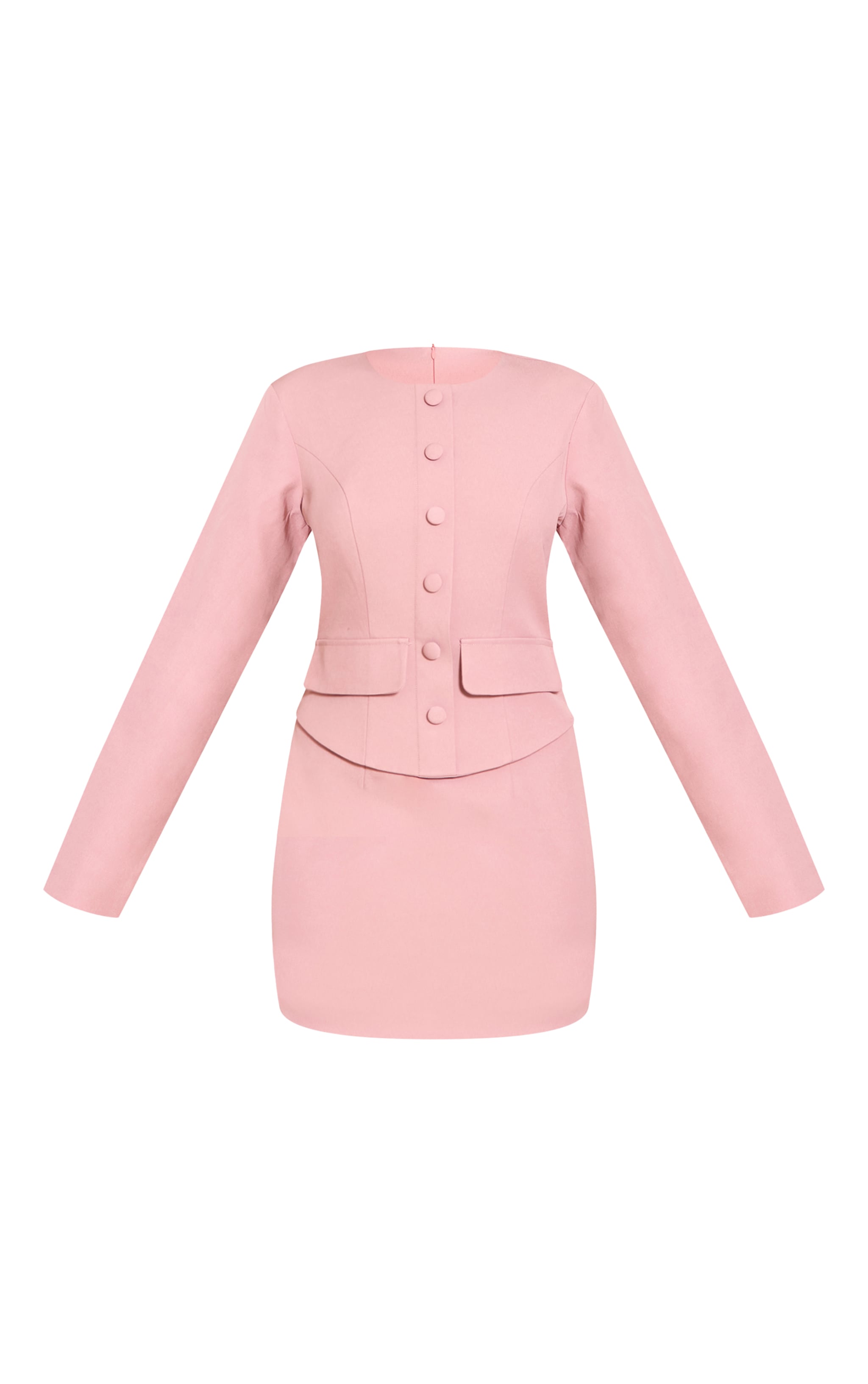 Blush Rose Woven Tailored Button Detail Mini Dress image 5