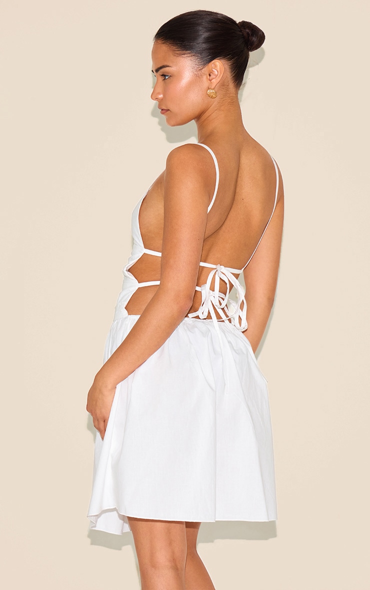 Robe Mini Dos Nu Tissée Blanche, Taille Petite image 2