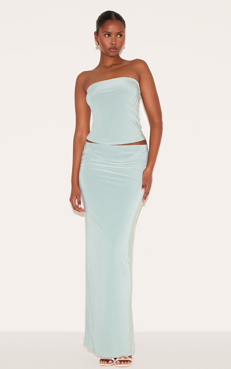Sage Double Layer Slinky Bandeau Top image 3