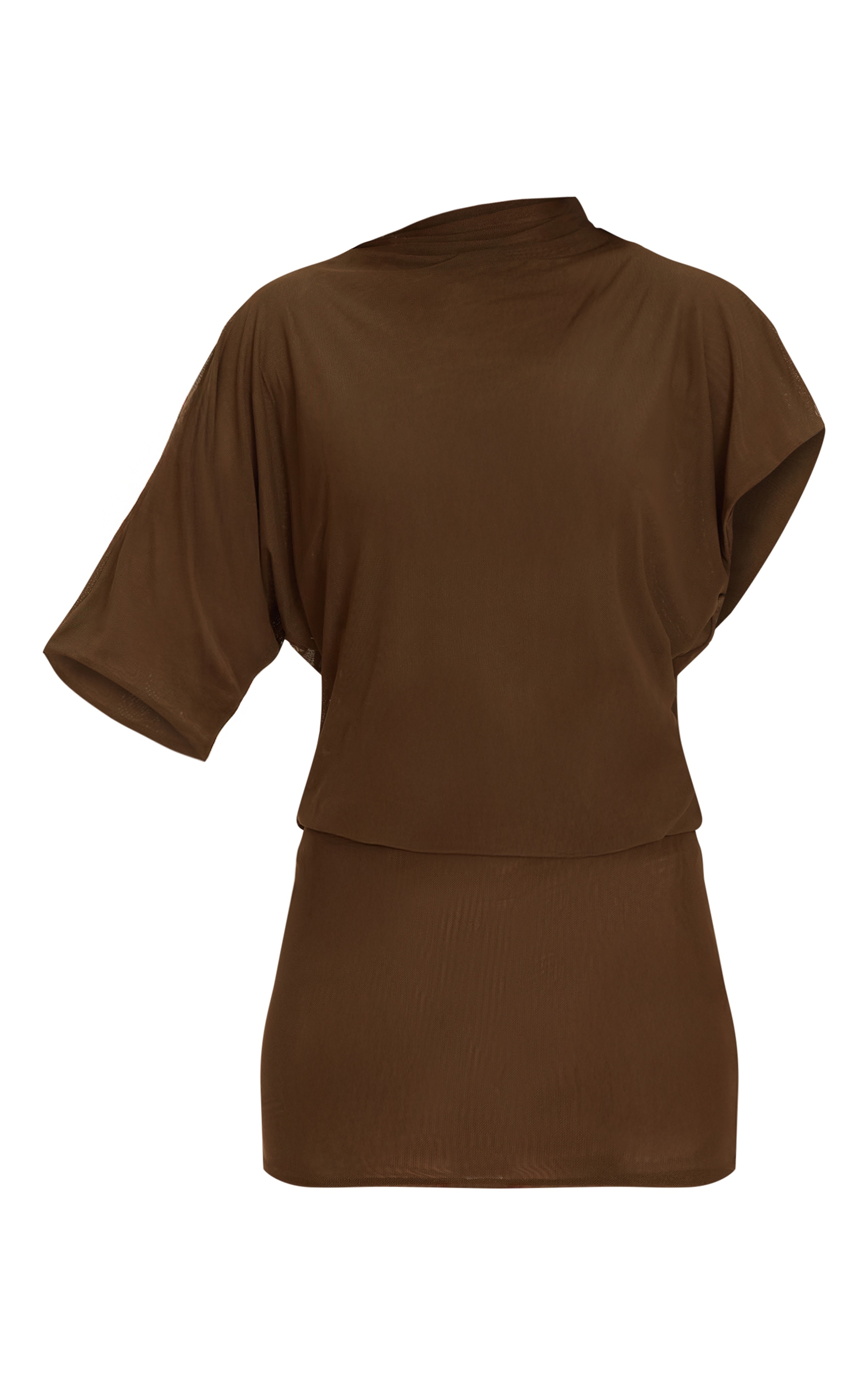 Golden Olive Mesh Draped Sleeve Bodycon Dress image 5