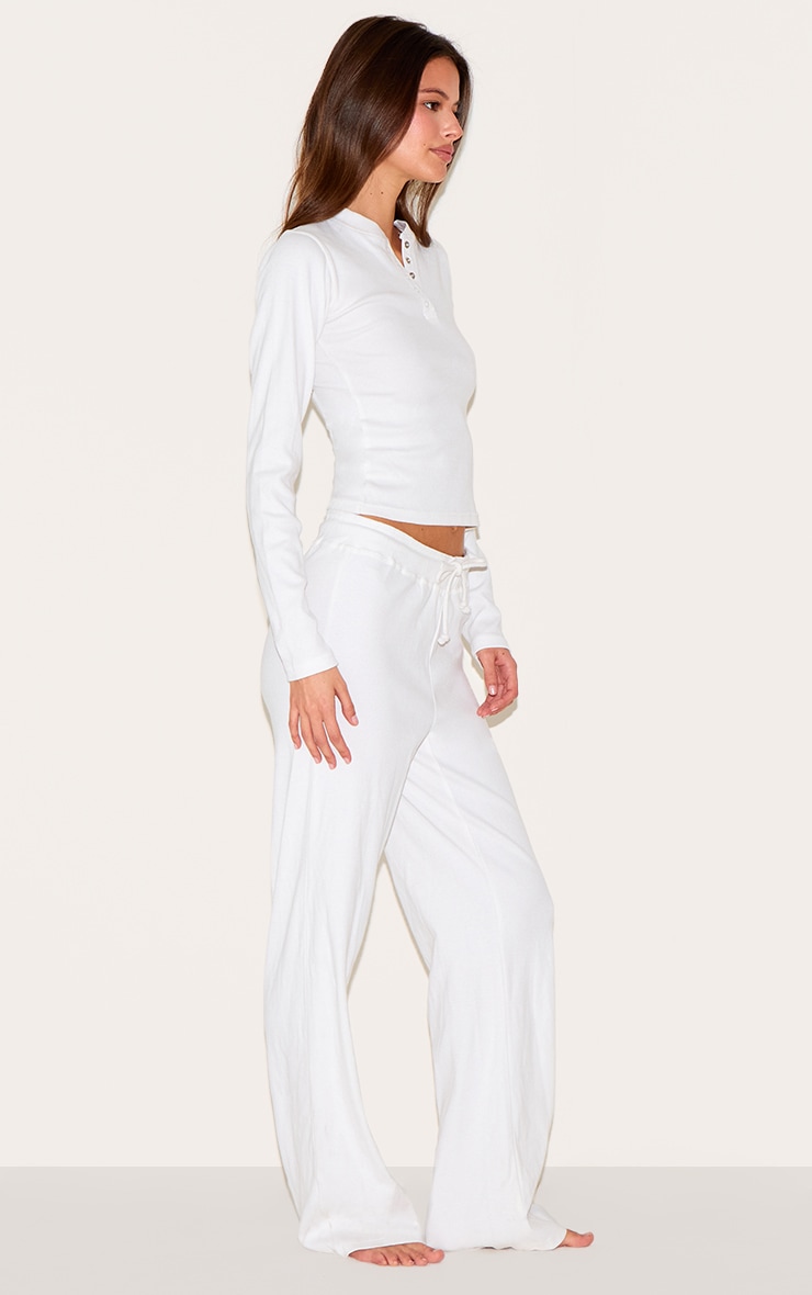 Ensemble de pyjama long crème côtelé à manches longues image 3