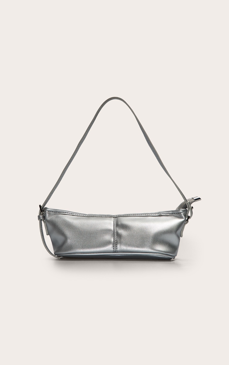 Silver PU Slim Buckle Strap Shoulder Bag image 1