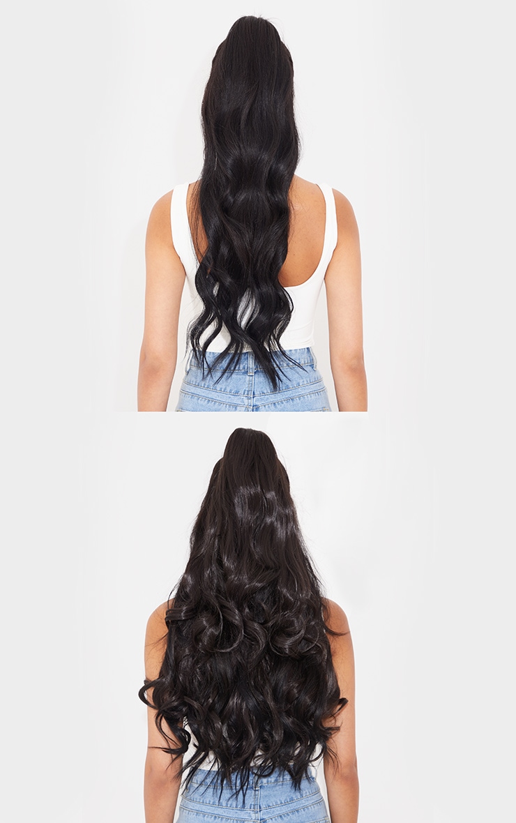 Lullabellz Extensions & queue de cheval bouclées Ultimate Half Up Half Down 55cm Dark Brown image 4