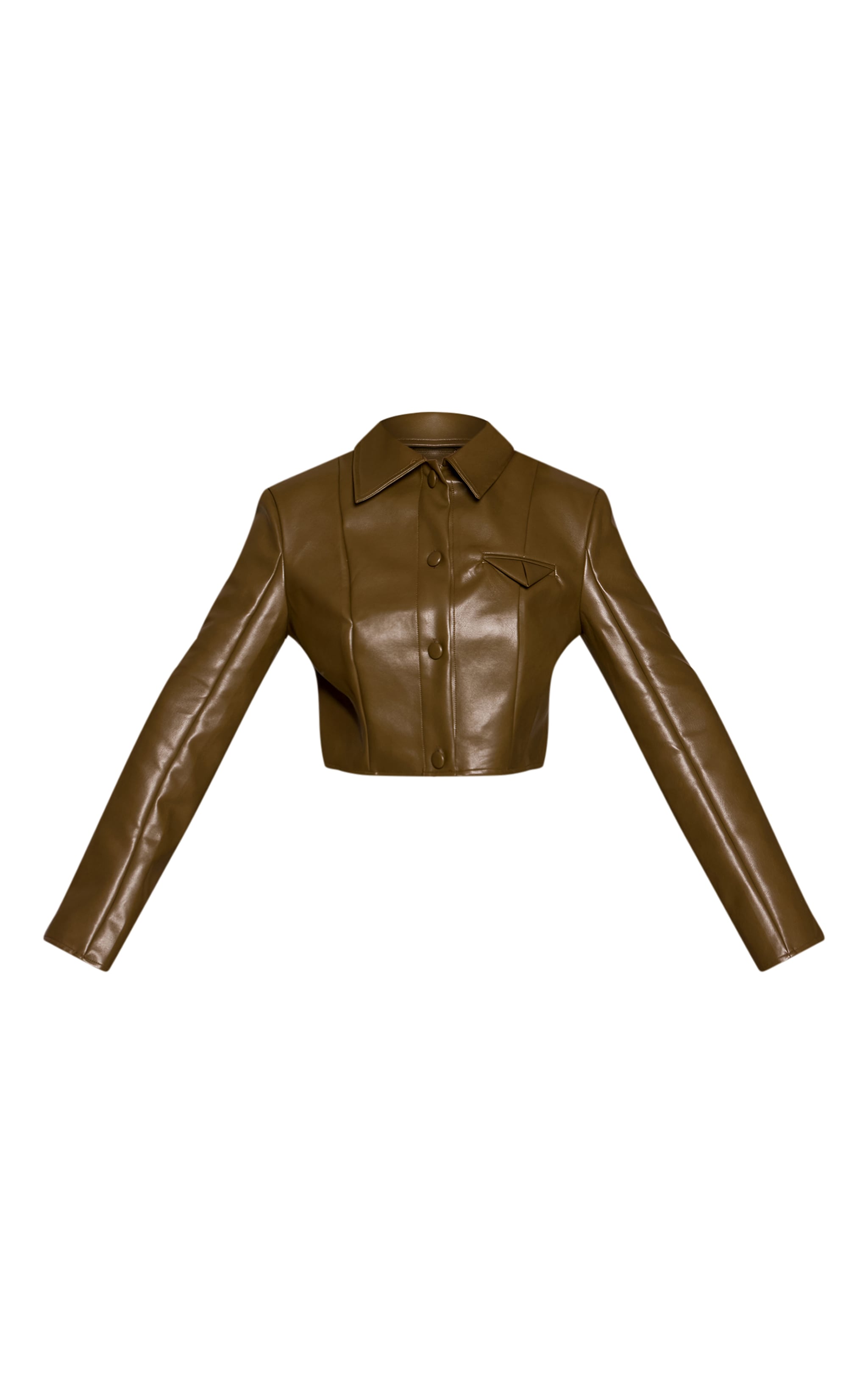 Shape Green Faux Leather Cropped Jacket image 5