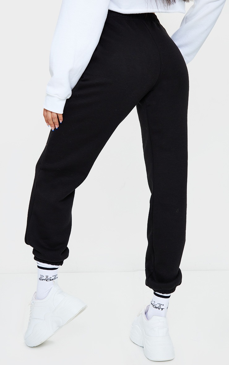 PRETTYLITTLETHING Black Block Embroidered Sweatpants image 3