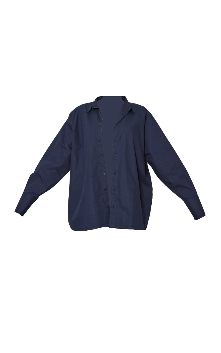 Chemise oversize bleu marine en coton épais image 5