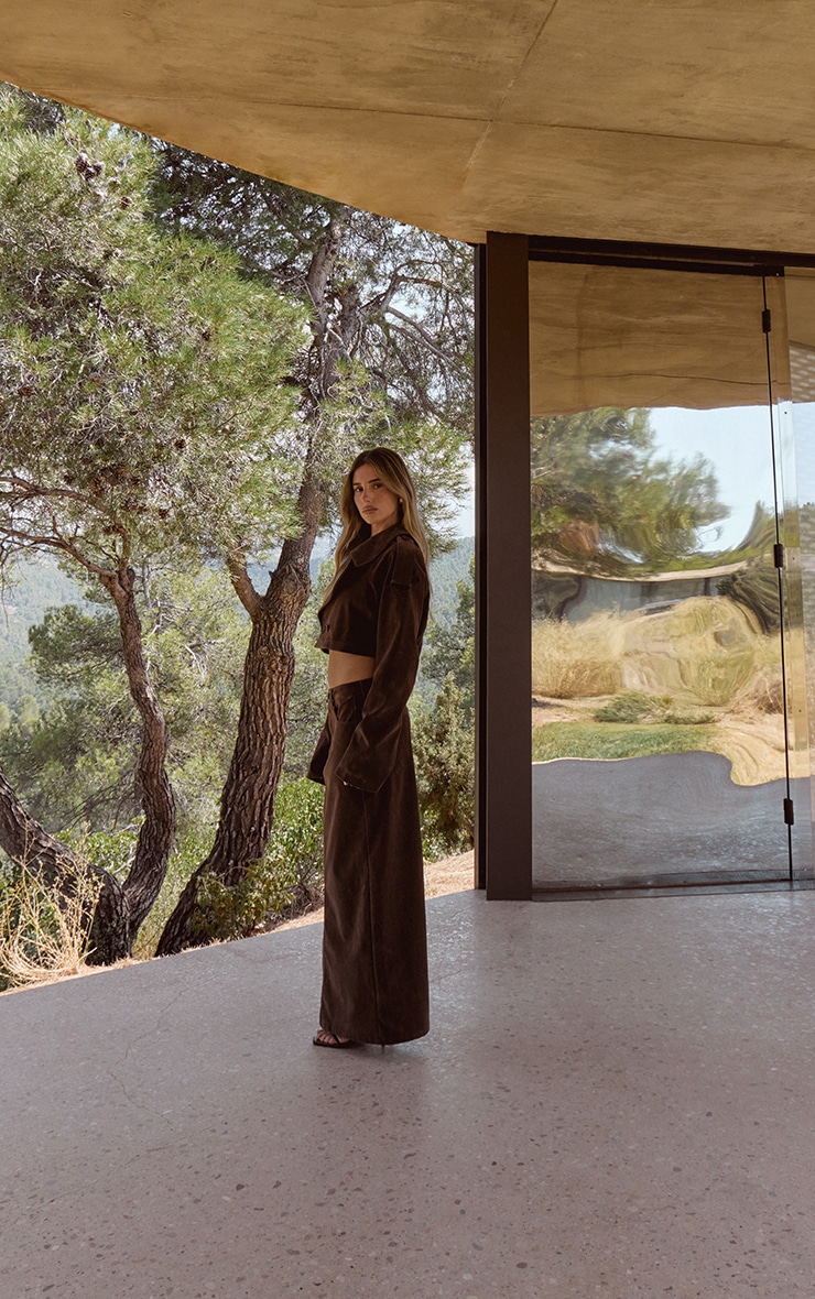 Brown Faux Suede Maxi Skirt image 3