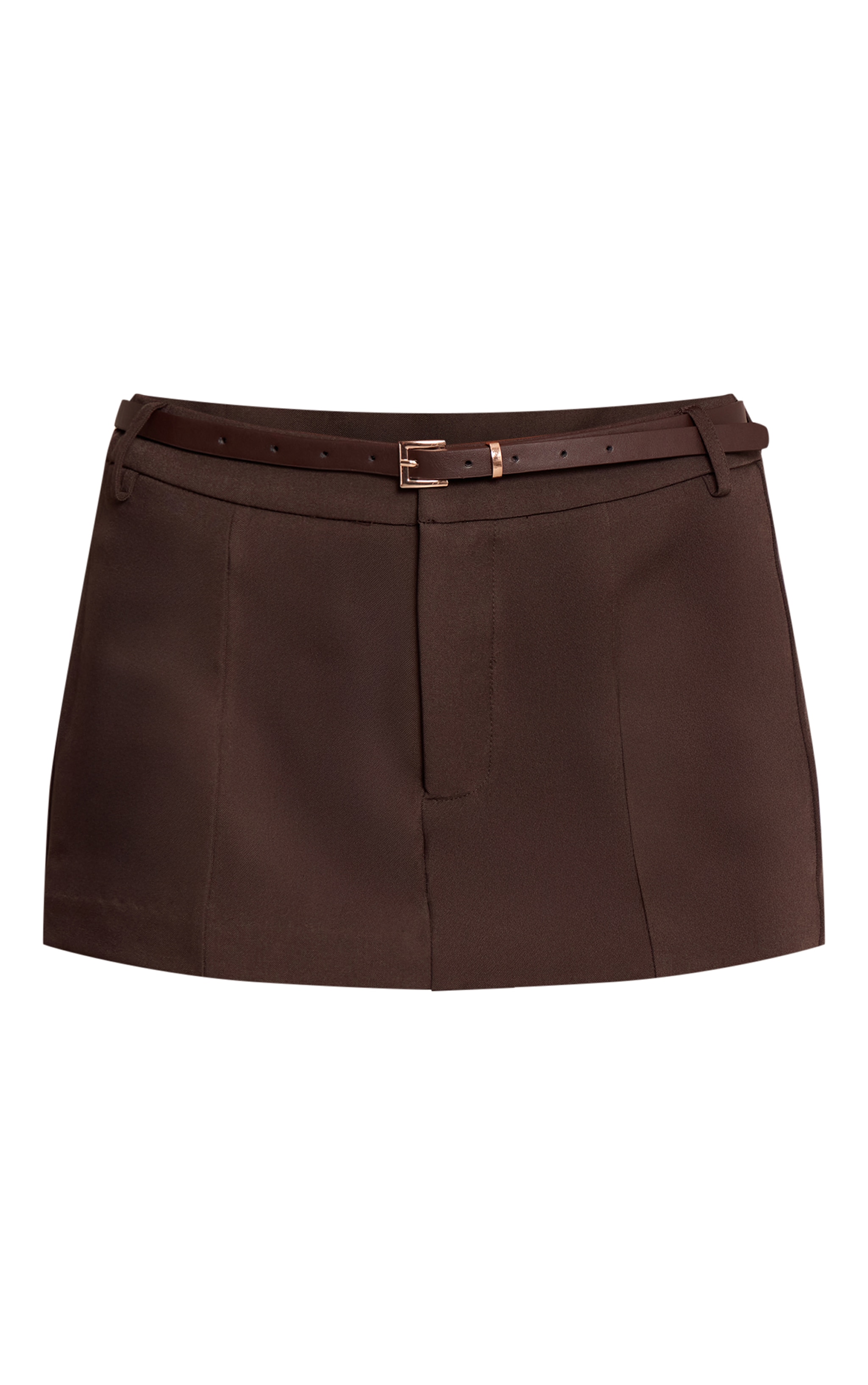 Chocolate Woven Belted Skirt image 6
