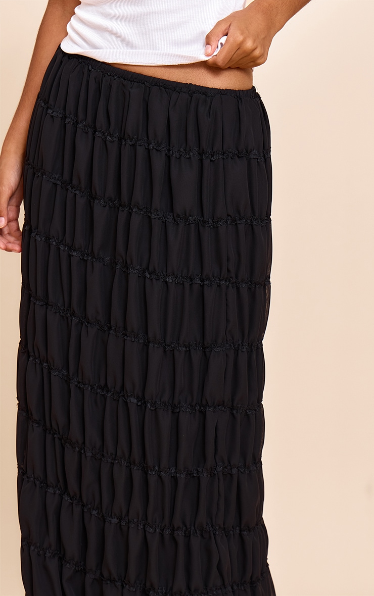 Petite Black Chiffon Maxi Skirt image 4