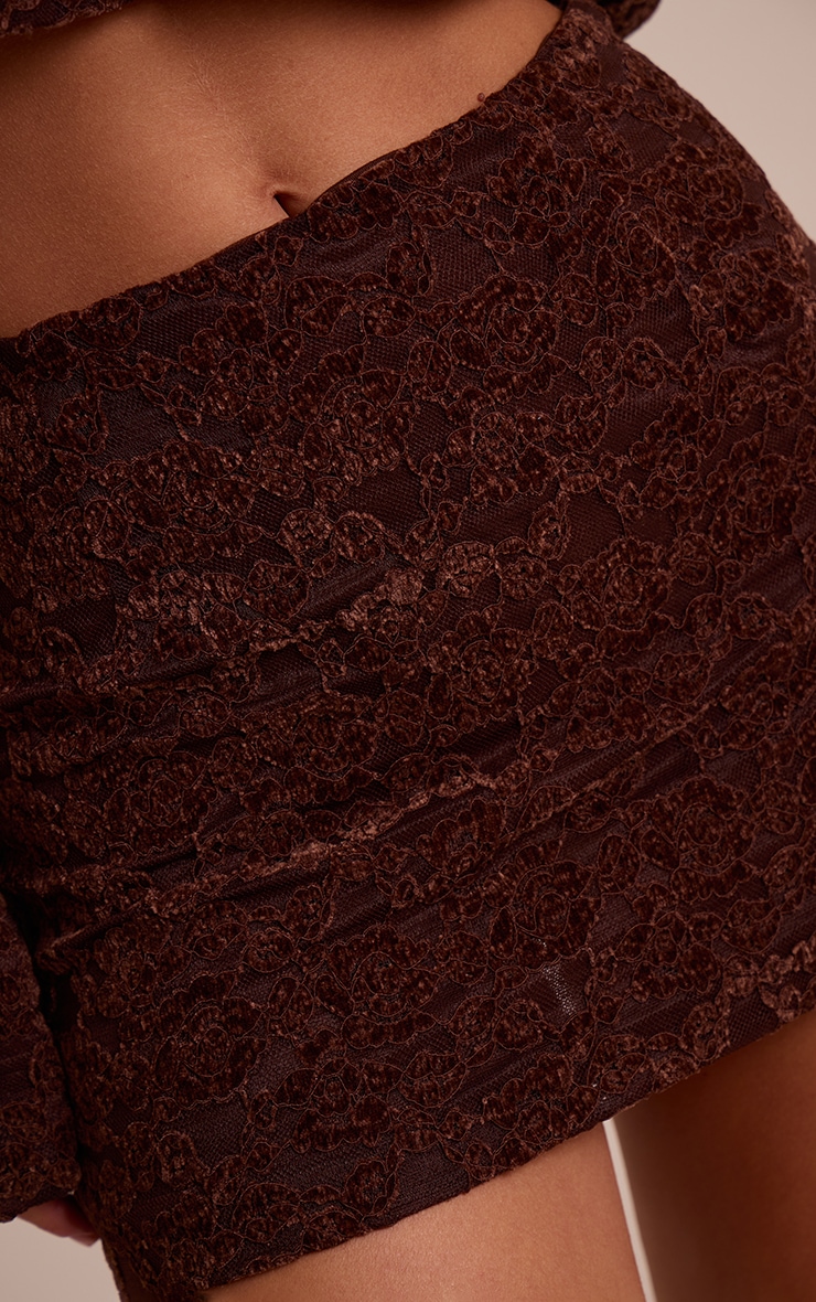 Dark Brown Lace Mid Rise Mini Skirt  image 5