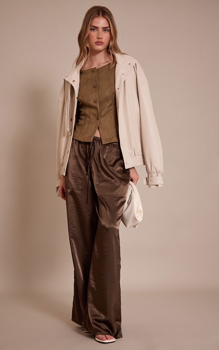 Gilet en suédine kaki à boutons-pression image 3