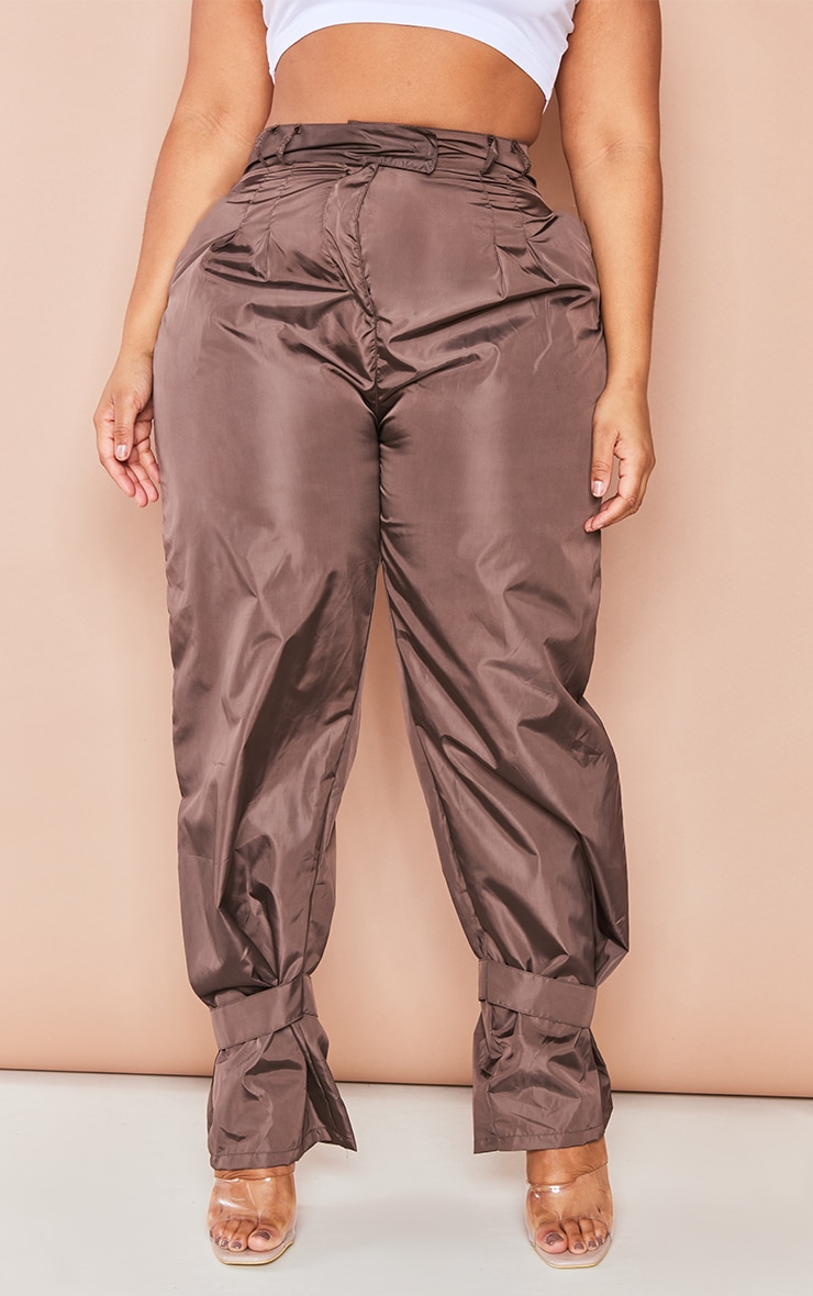 Plus Chocolate Tie Cuff Nylon Joggers image 2