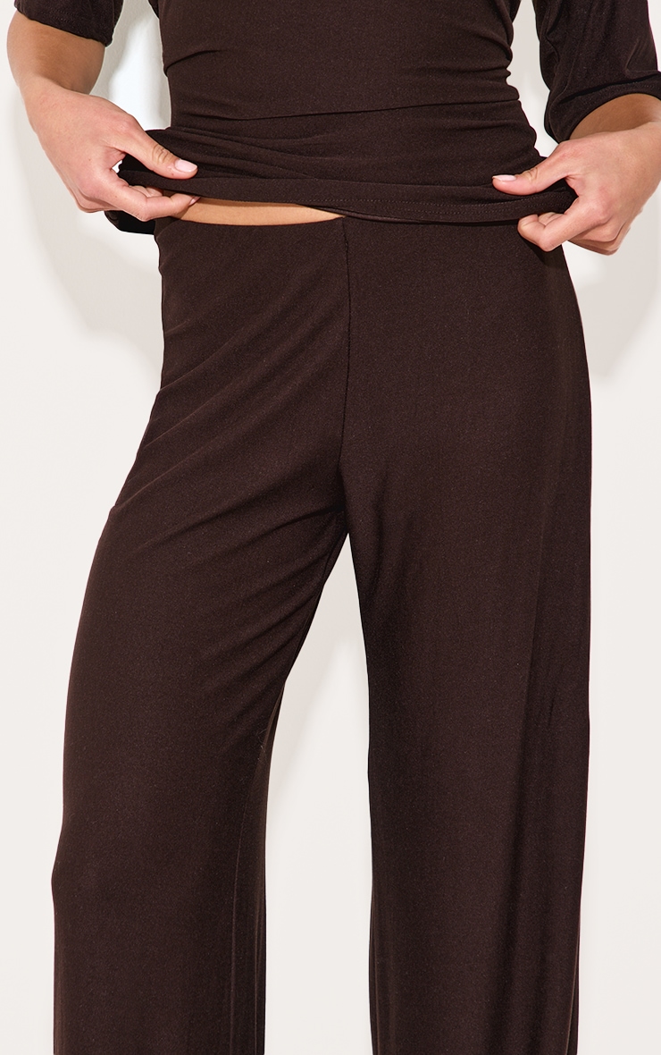 Chocolate Soft Touch Mid Rise Wide Leg Pants image 4