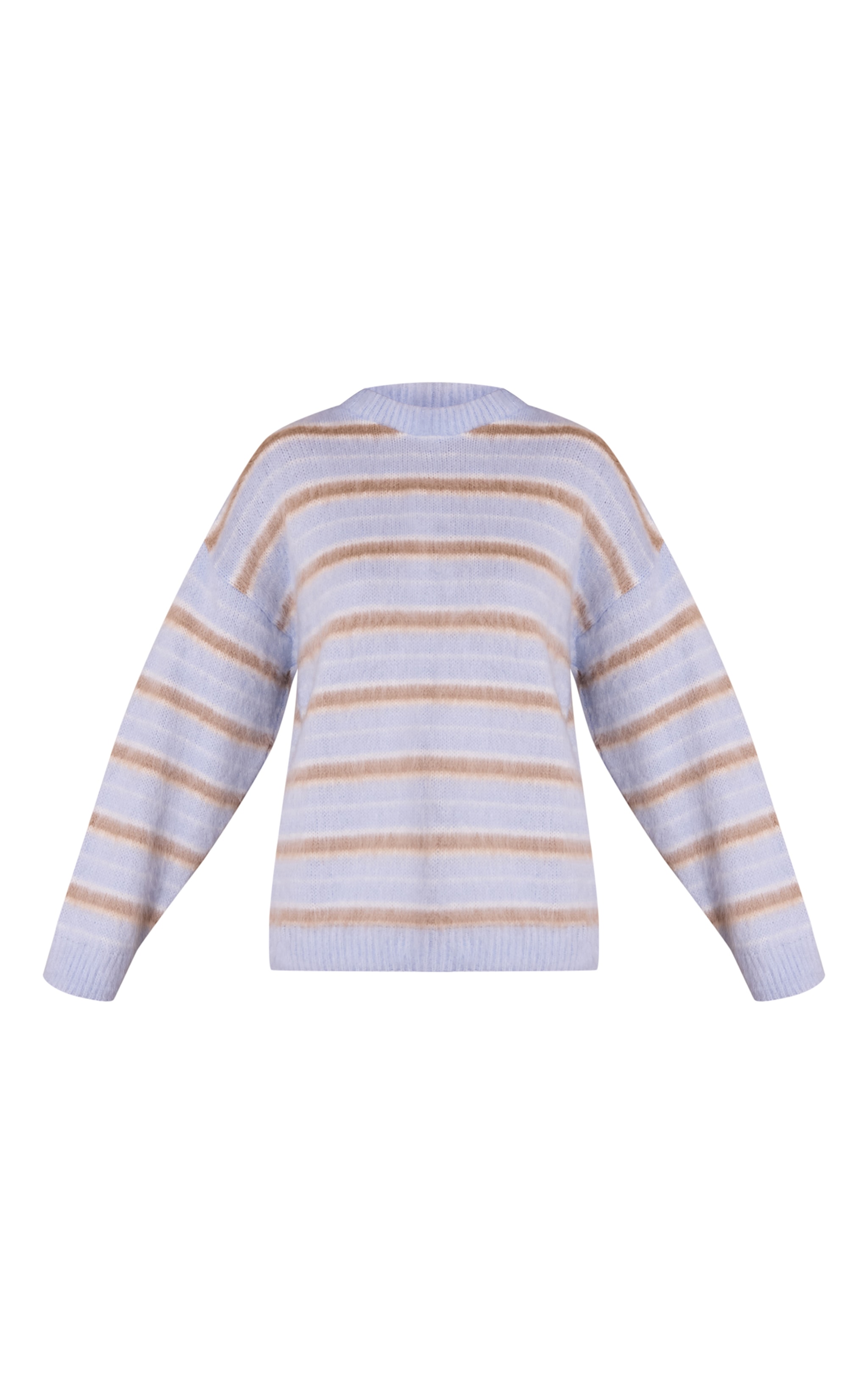 Brown Striped Brushed Knit Sweater image 5