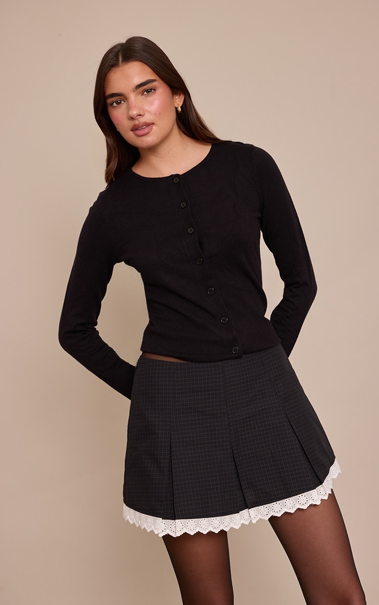 Dark Green Check Tailored Woven Box Pleat Skater Skort image 4