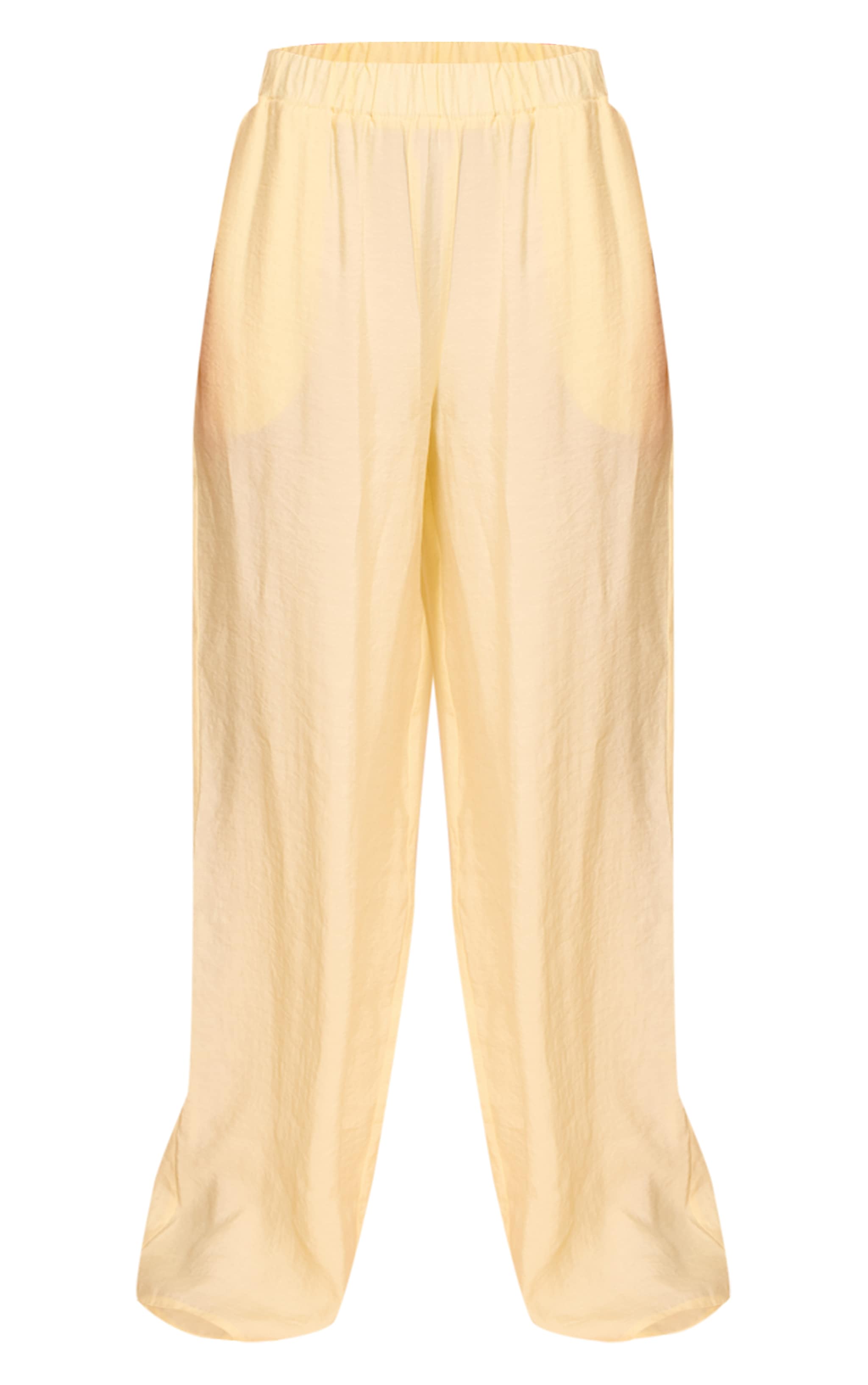Pantalon droit tissé crème au beurre à taille élastique image 5