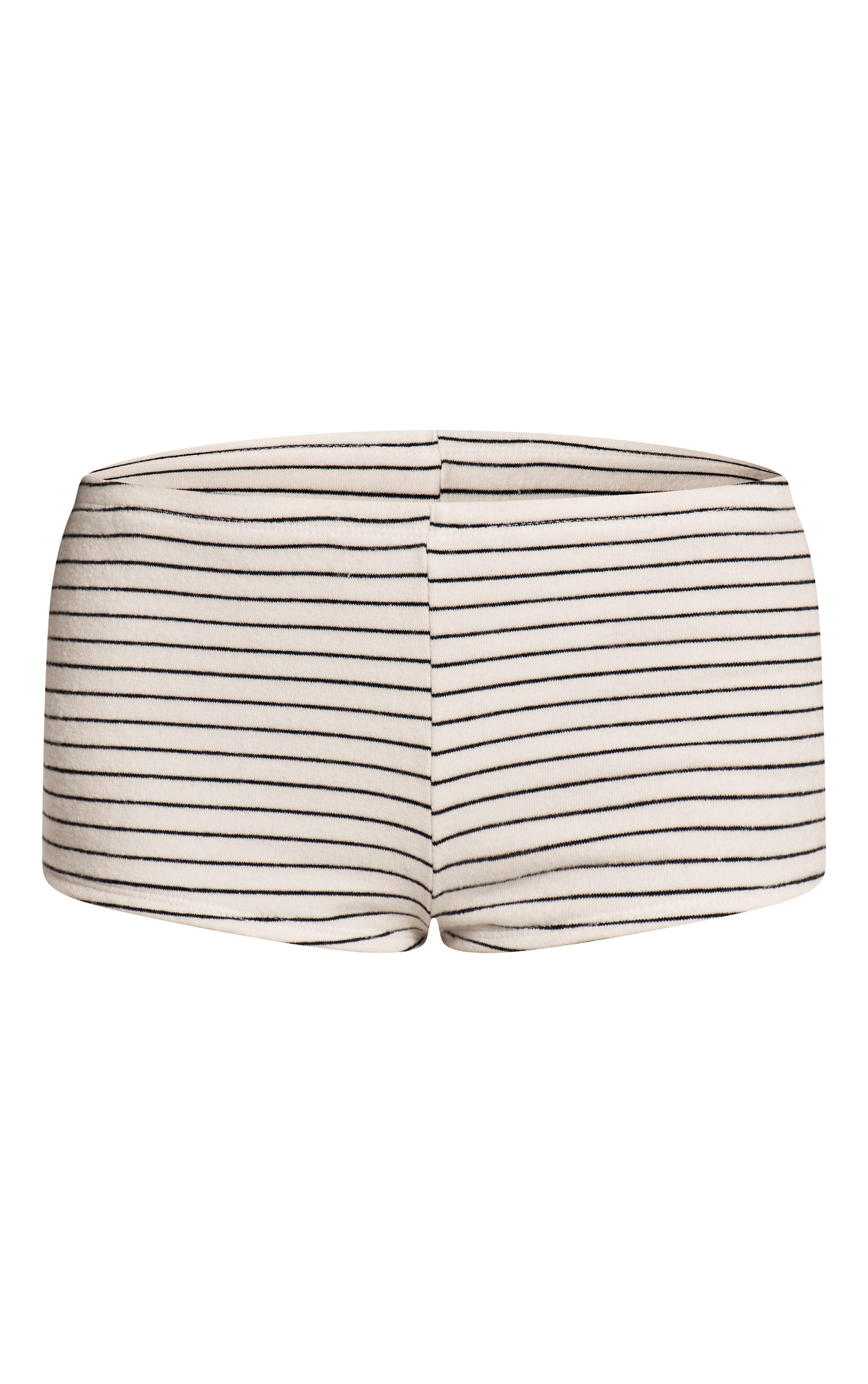 Black Stripe Print Toweling Mini Beach Shorts image 6