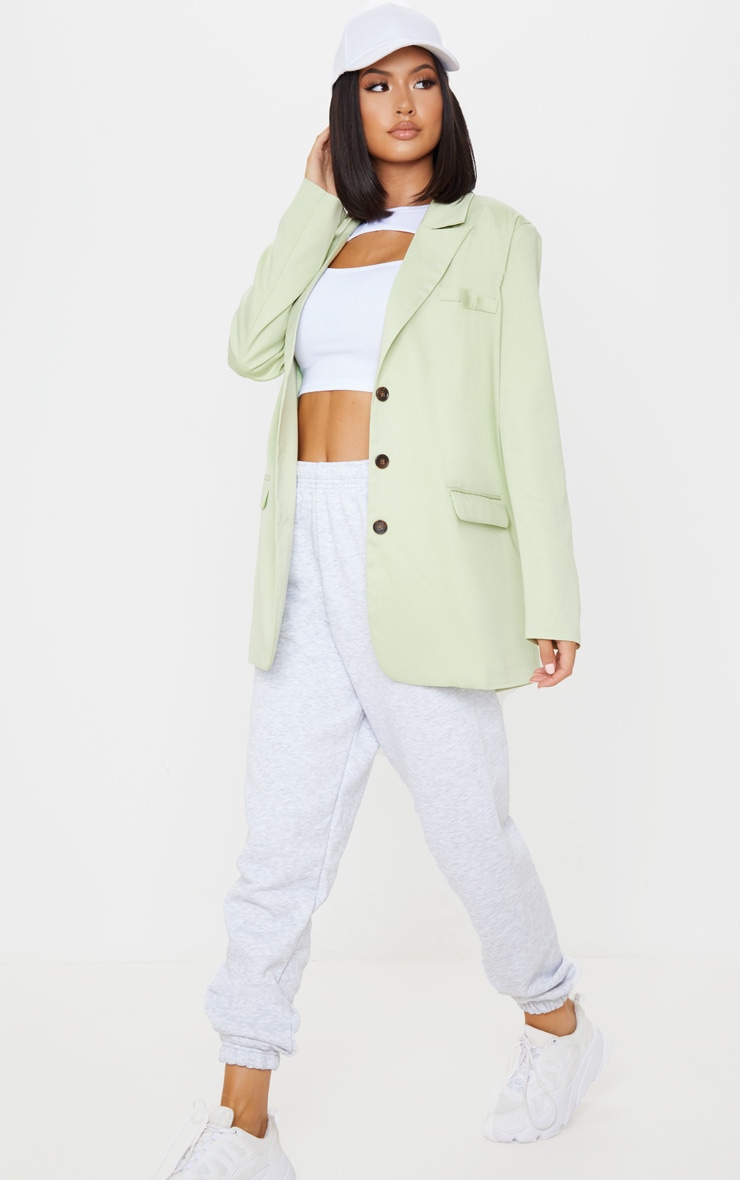 Blazer oversize tissé vert pomme