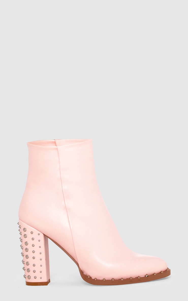 Baby Pink Studded Sole Heeled Ankle Boots PrettyLittleThing
