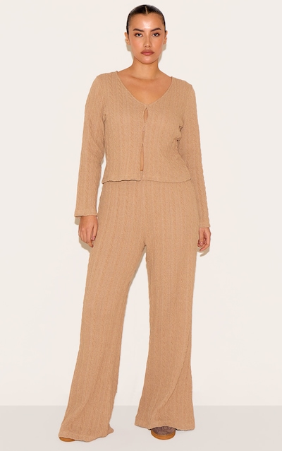 Plus Stone Wide Leg Textured Pant