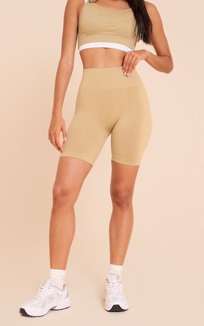 Olive Seamless Ruched Bum Biker Shorts