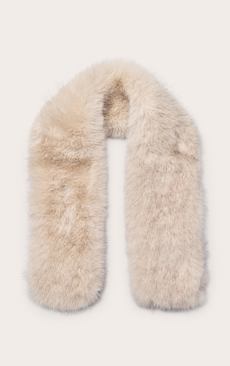 Cream Faux Mink Cross Over Scarf image 2