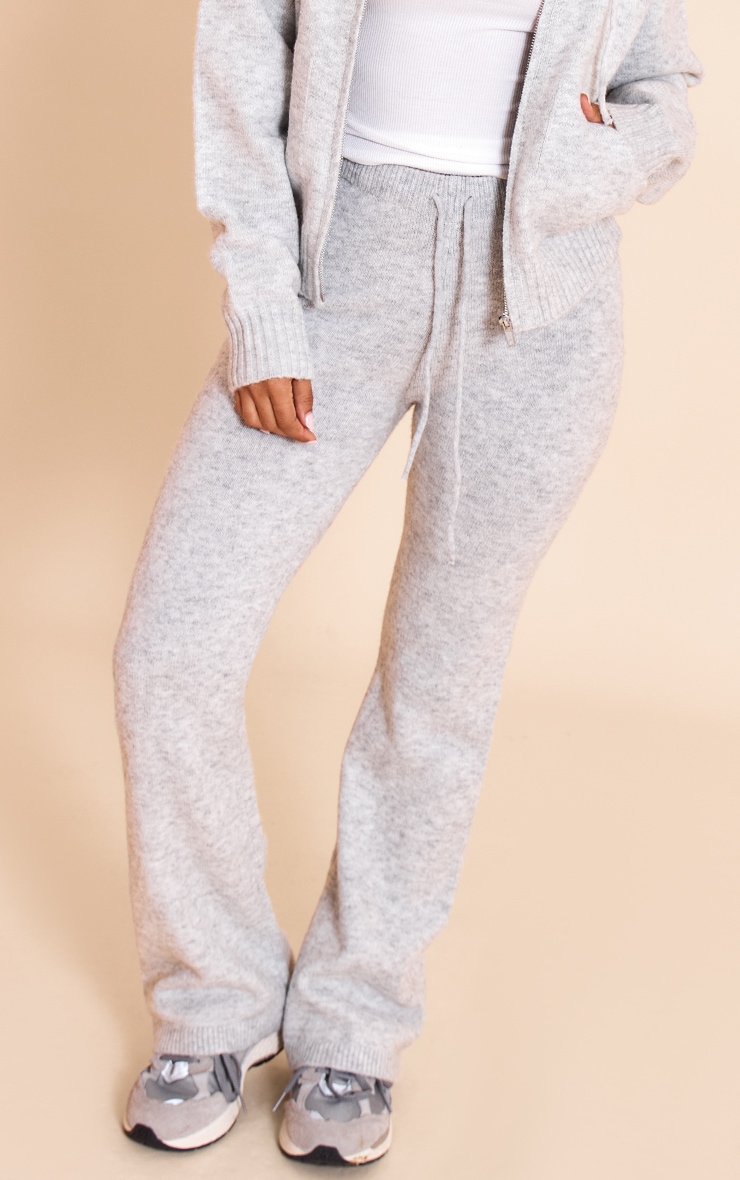 Petite Pantalon en maille tricot gris cendré à cordons ajustables image 2