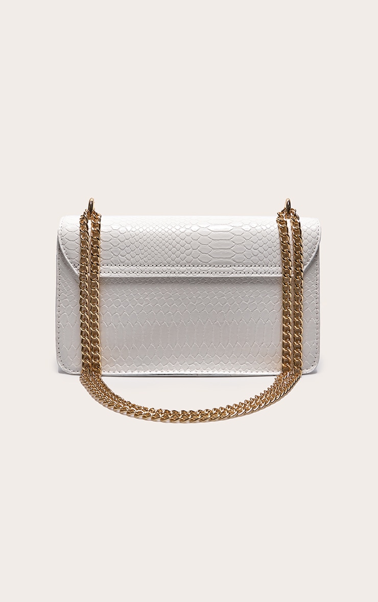 White Croc Chain Cross Body Bag image 3