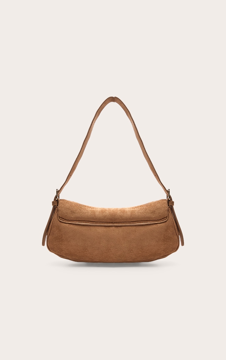 Tan Suede Buckle Shoulder Bag image 4