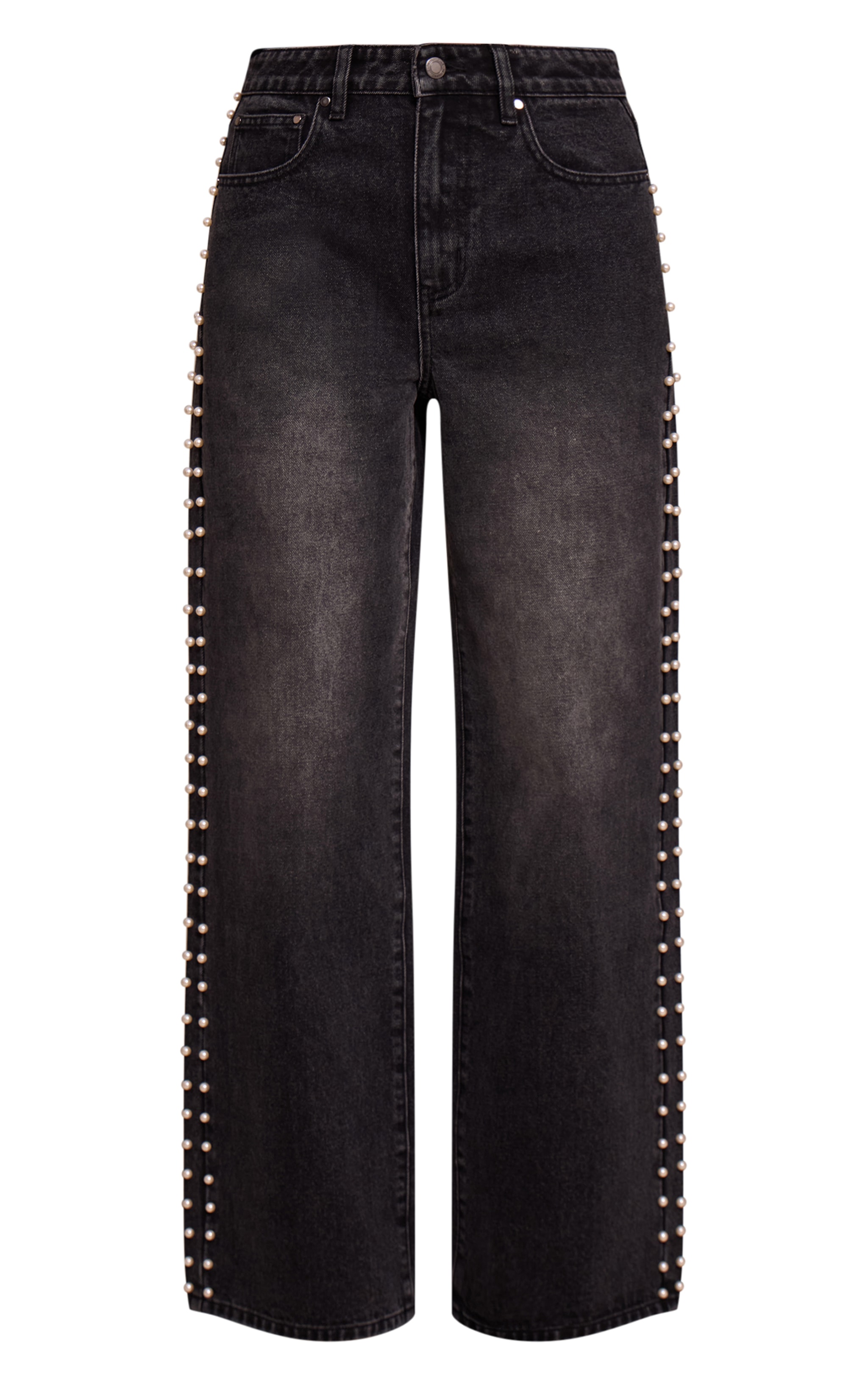 Washed Black Pearl Embellishment Jeans image 5