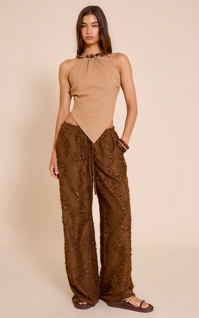 Chocolate Textured Flaoty Wide Leg Pants