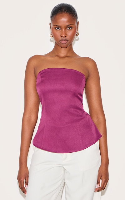 Bustier péplum rouge vin