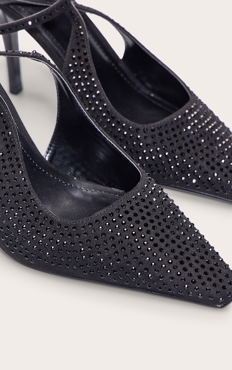 Sandales noires à talon et strass image 5