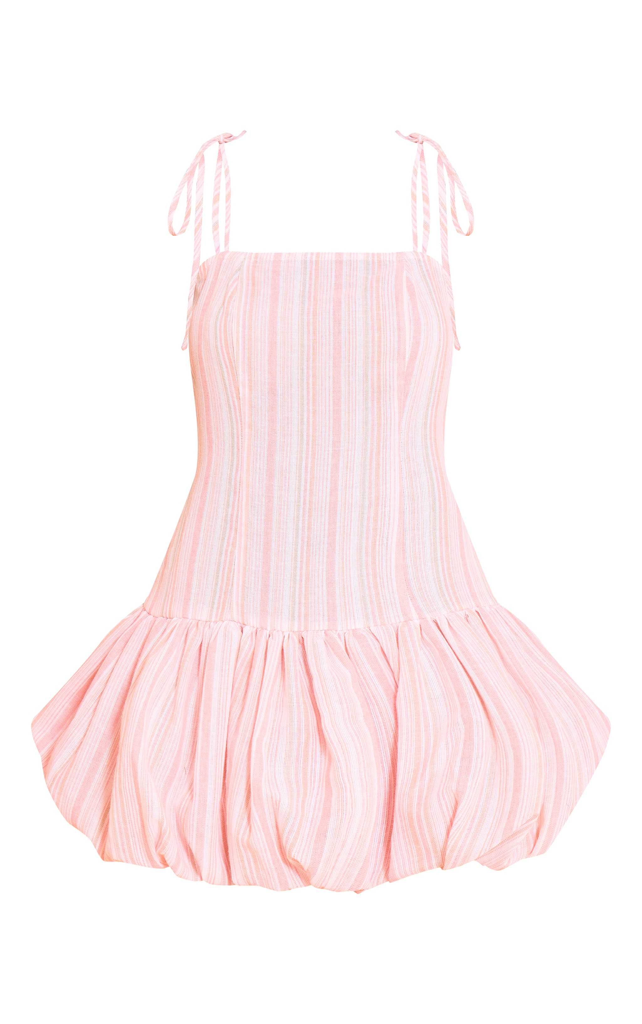 Petite Pink Puff Ball Tie Strap Mini Dress image 5