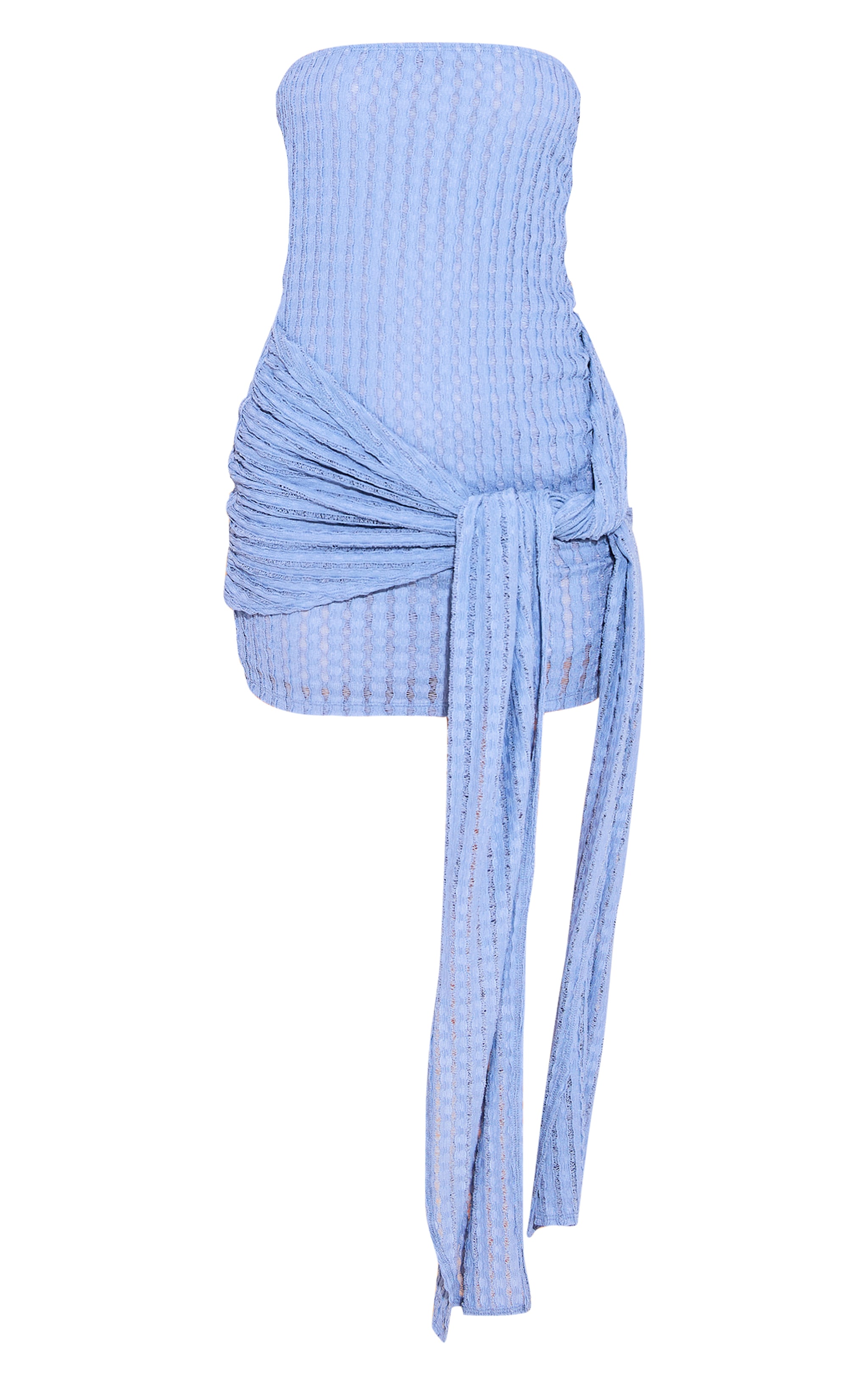 Blue Texture Wrap Mini Dress image 5