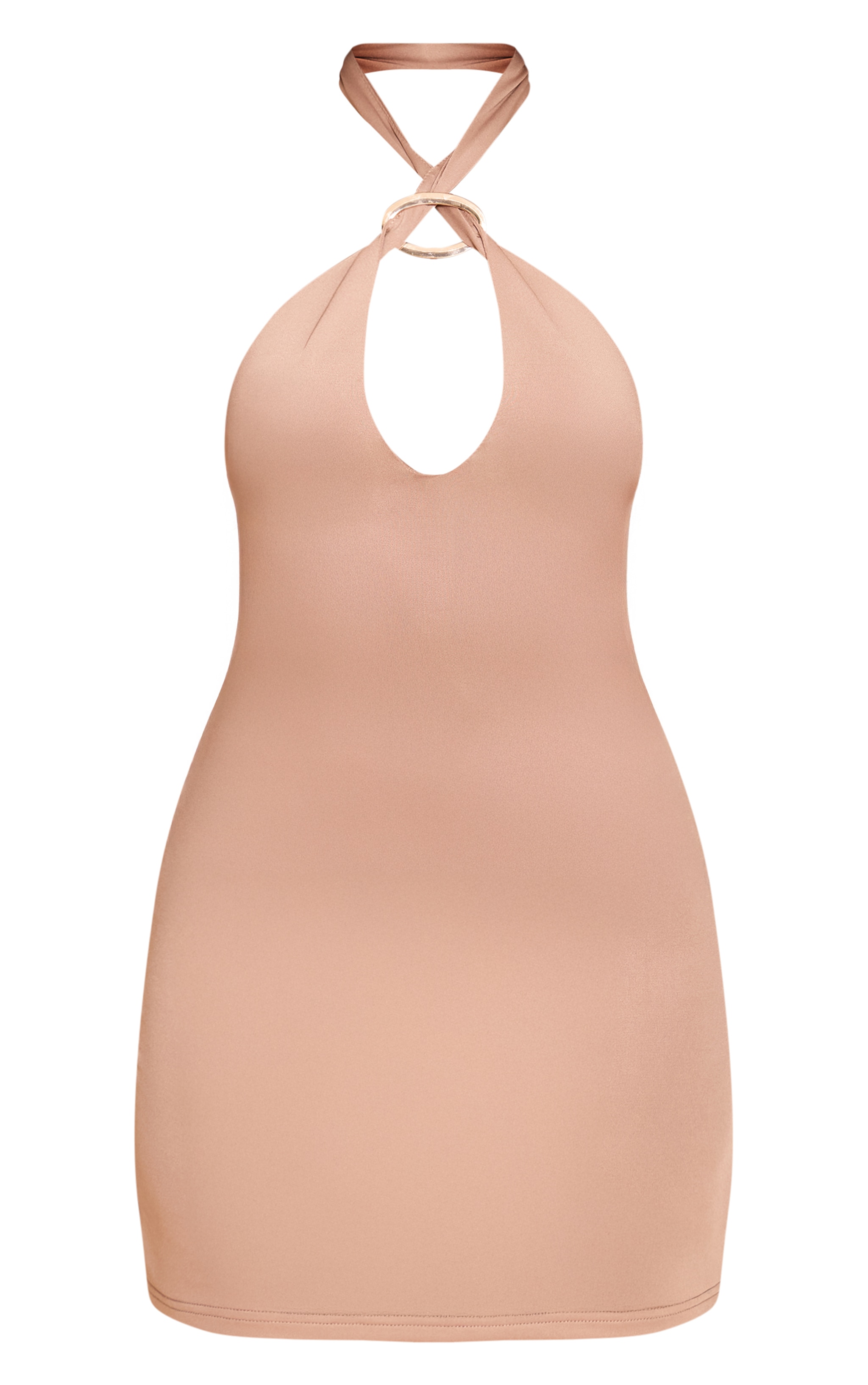 Taupe Soft Touch Trim Detail Mini Dress image 5