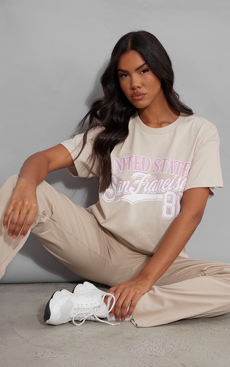 Taupe Us San Francisco Print T Shirt image 1