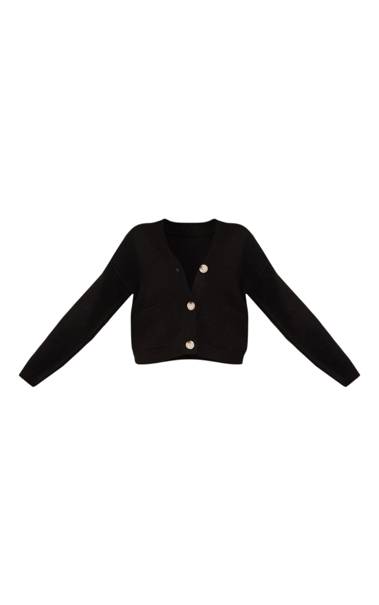 Tall Black Front Pocket Long Sleeve Knitted Cardigan image 5