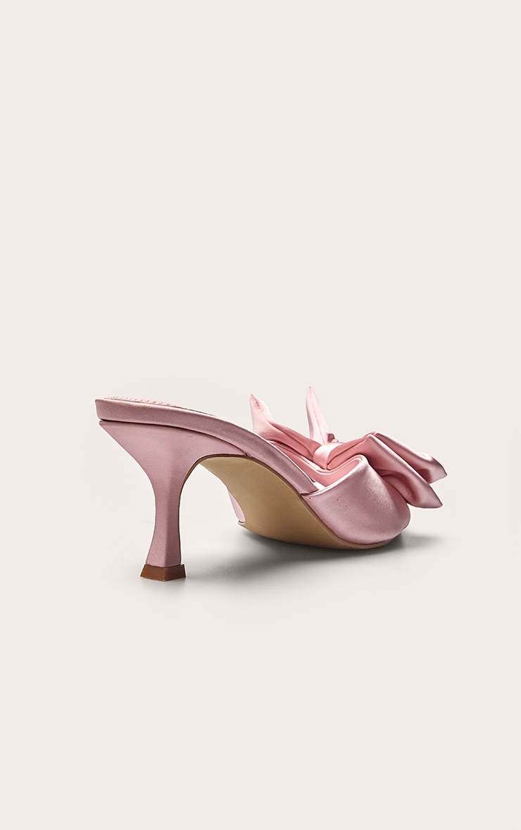 Ballerina Pink Satin Bow Detail Heeled Mule image 4