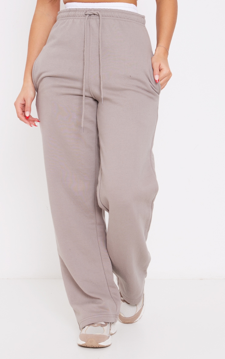 Taupe Basic Wide Legged Track Pants image 2