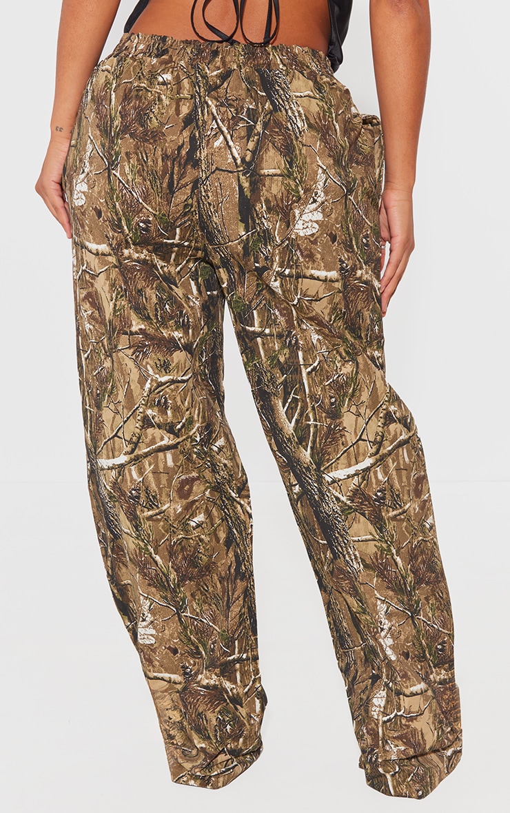 Shape Khaki Abstract Camo Printed Elasticated Waist Wide Cargos image 3